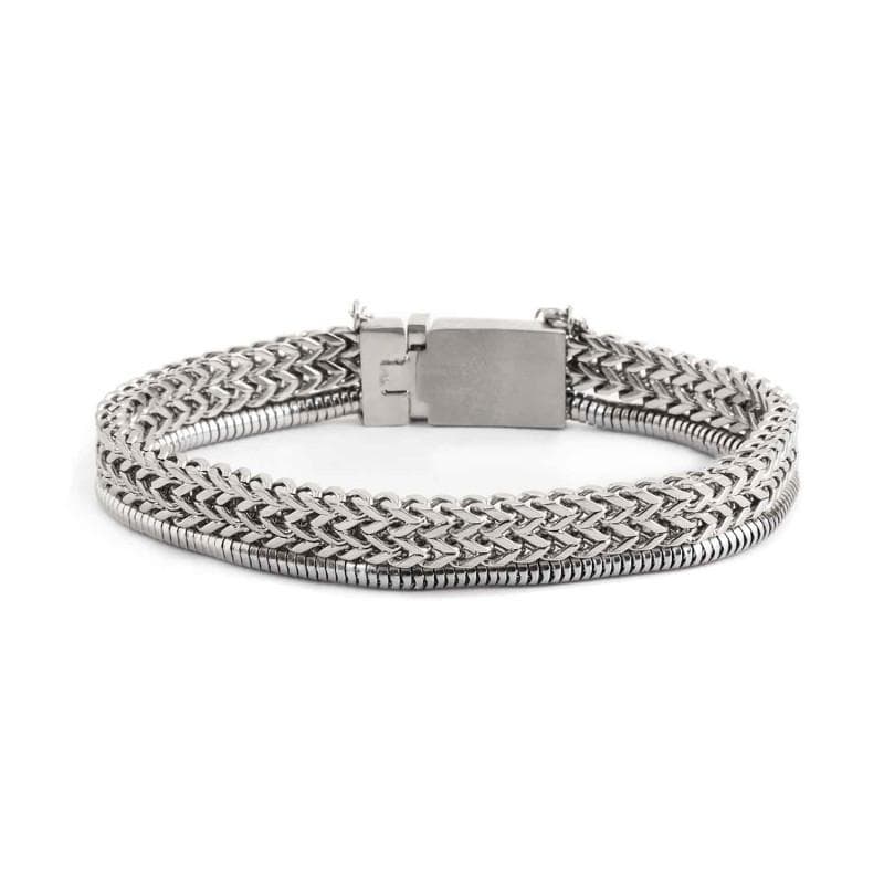 Marlù BRACCIALE ACCIAIO CATENA SPINA DI PESCE 6.40MM E SNAKE 3.30MM