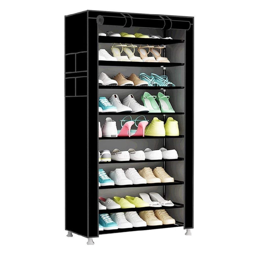 Scarpiera Salvaspazio 10Ripiani 27Paia Struttura Metallo Tessuto TNT 60x30 H160cm Nero in Scaffali portascarpe Danyx - Casoria, commercioVirtuoso.it