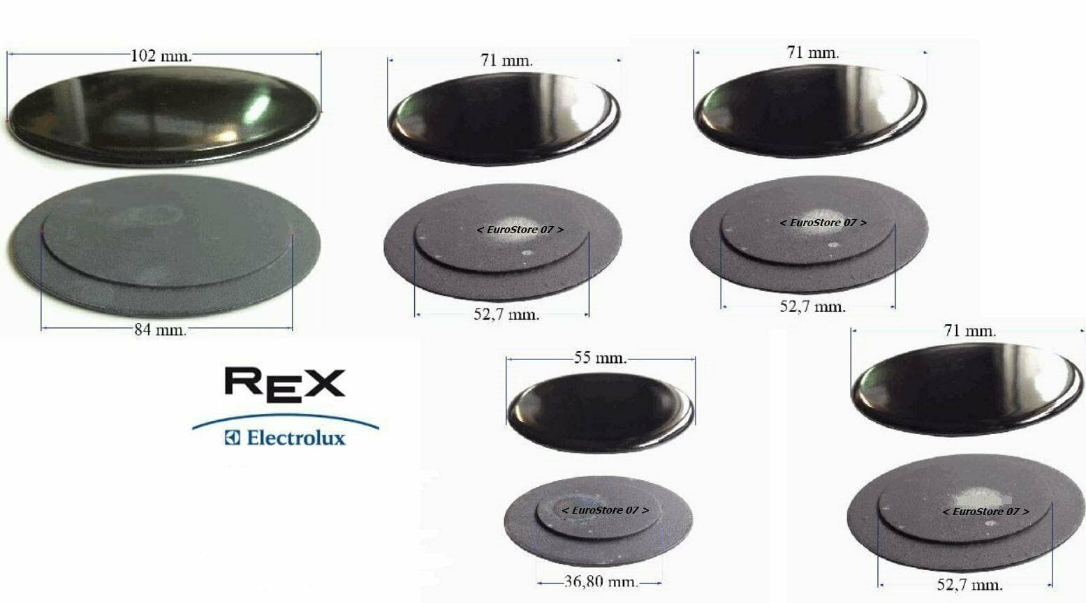 REX ELECTROLUX ZOPPAS PIATTELLI SPARTIFIAMMA CUCINA 5 FUOCHI 3 MEDI S 4445 in prodotto EuroStore07 - Alatri, commercioVirtuoso.it
