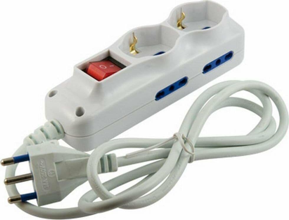 MULTIPRESA COMPATTA 6 POSTI BIPASSO + 2 CON SCHUKO E CON INTERRUTTORE FE 149006 in prodotto EuroStore07 - Alatri, commercioVirtuoso.it