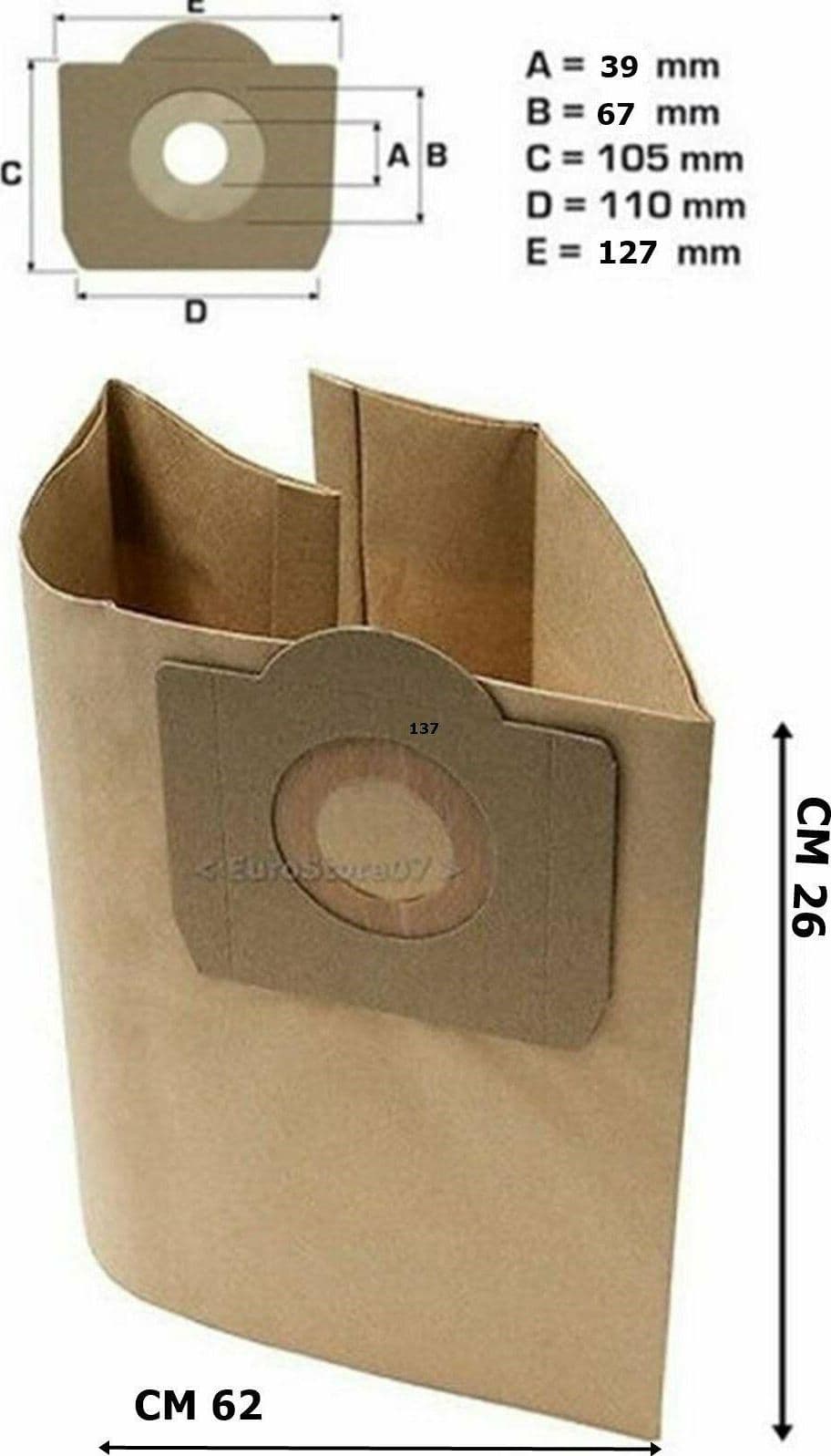 5 SACCHETTI ASPIRAPOLVERE LAVORWASH VENTI / ASHLEY / GP / GENIO 5.212.0016 LW 1 in prodotto EuroStore07 - Alatri, commercioVirtuoso.it