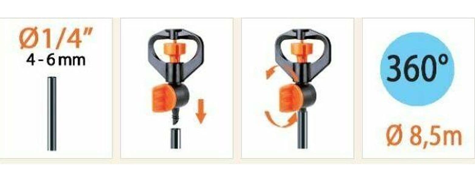 CLABER 91250 MICRO IRRIGATORE 360 ° REGOLABILE 5 PZ IRRIGAZIONE A GOCCIA in prodotto EuroStore07 - Alatri, commercioVirtuoso.it