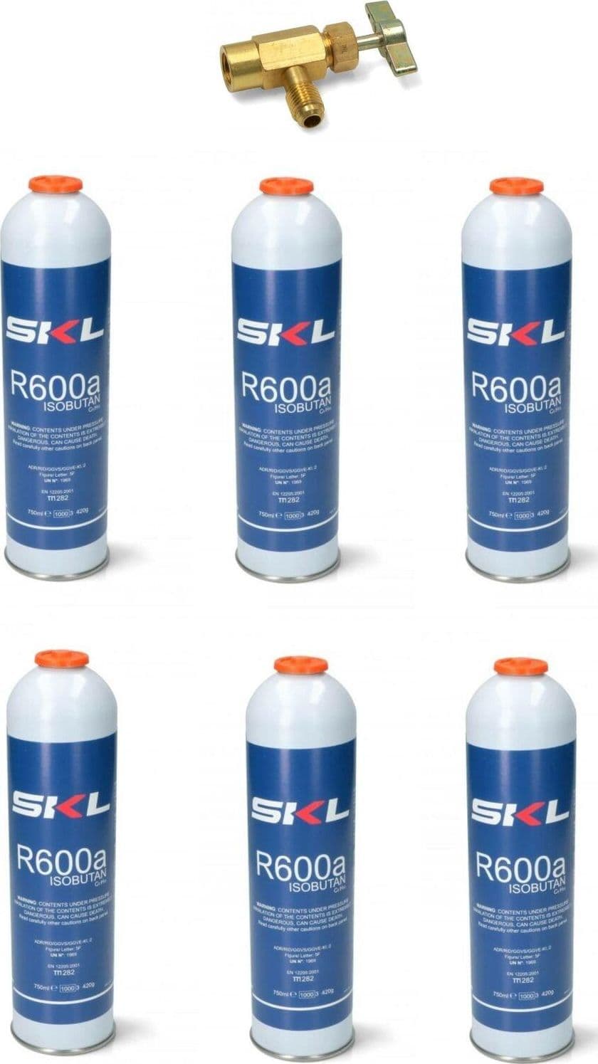BOMBOLA GAS R600 REFRIGERANTE FRIGORIFERO E FREEZER R600 420 GR PZ 6 + RUBINETTO in prodotto EuroStore07 - Alatri, commercioVirtuoso.it