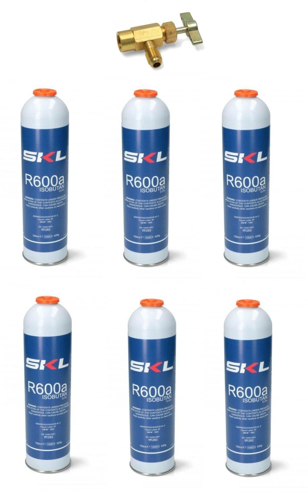 BOMBOLA GAS R600 REFRIGERANTE FRIGORIFERO E FREEZER R600 420 GR PZ 6 + RUBINETTO in prodotto EuroStore07 - Alatri, commercioVirtuoso.it
