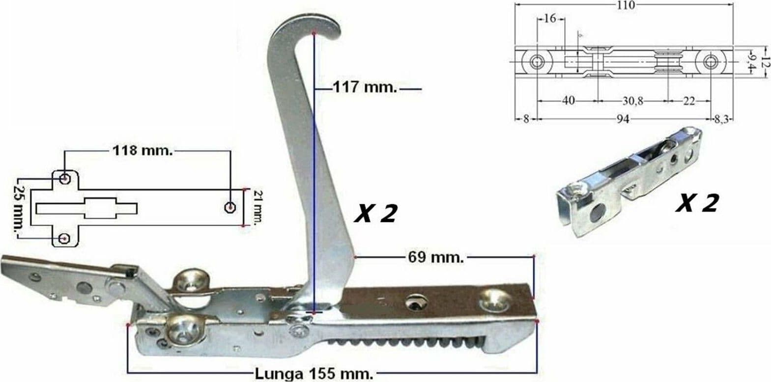 NARDI SAMET 2 PZ CERNIERE CERNIERA PORTA SPORTELLO FORNO PORTA LEGGERA C 70 in prodotto EuroStore07 - Alatri, commercioVirtuoso.it