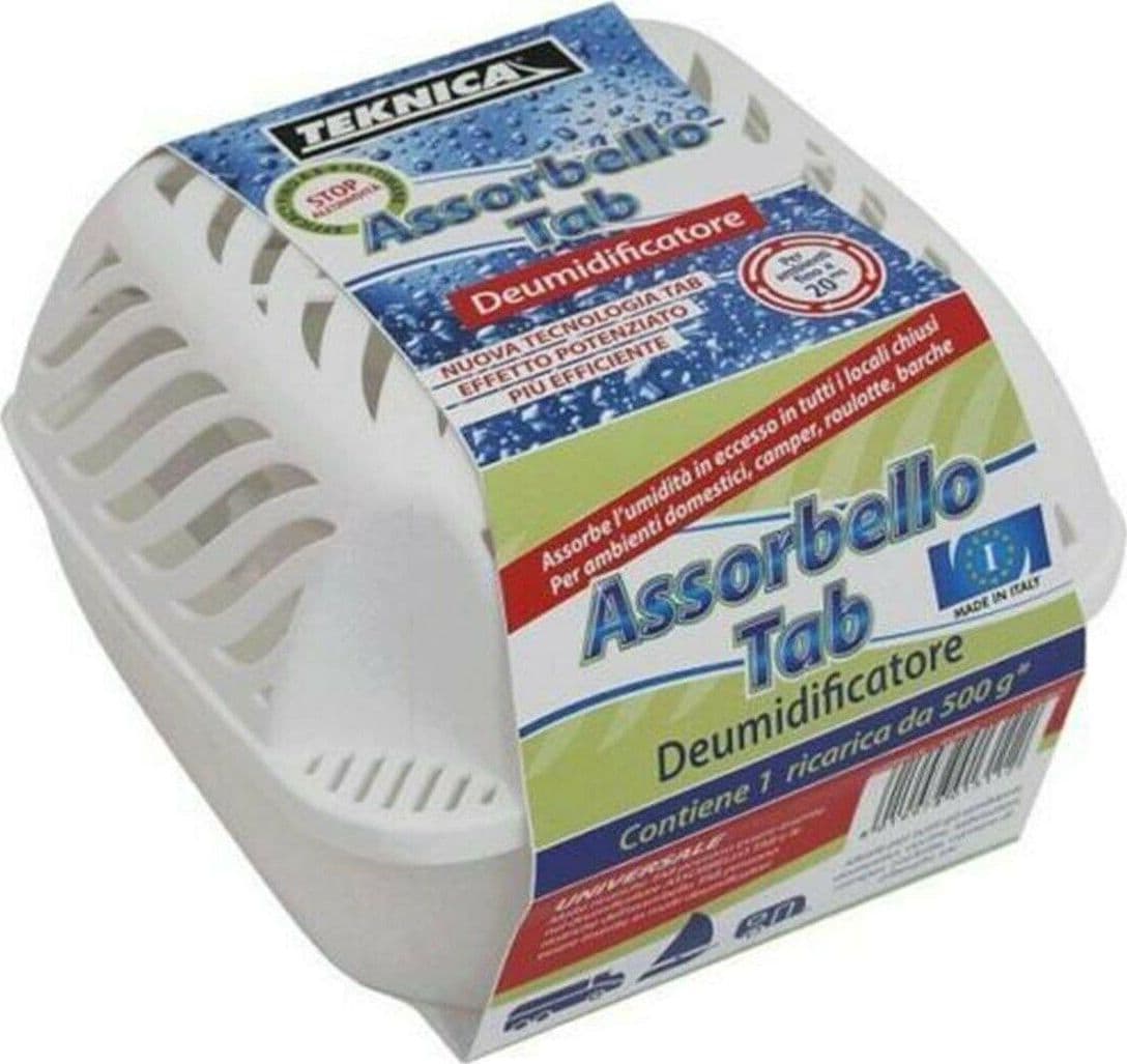 TEKNICA DEUMIDIFICATORE ANTI UMIDITA ASSORBELLO TAB CON RICARICA DA 500 GR in prodotto EuroStore07 - Alatri, commercioVirtuoso.it