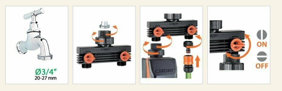 CLABER 91589 PRESA A DUE VIE 3/4' MASCHIO GIARDINO IRRIGAZIONE RUBINETTI in prodotto EuroStore07 - Alatri, commercioVirtuoso.it