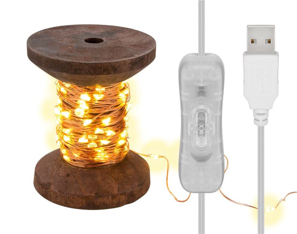 Bobina con Filo di Rame 100 Luci LED IP21 USB Interruttore On Off in Catene luminose Scontolo.net - Potenza, commercioVirtuoso.it