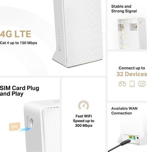 Mercusys Router 4G LTE Wi-Fi N300 fino a 300Mbps MB