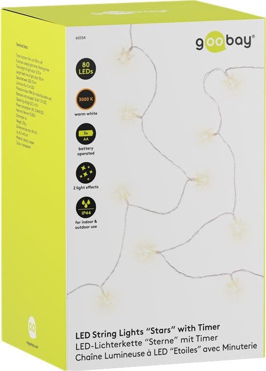 80 Luci LED a Stella IP44 Bianco Caldo a Batteria con Timer in Catene luminose Scontolo.net - Potenza, commercioVirtuoso.it