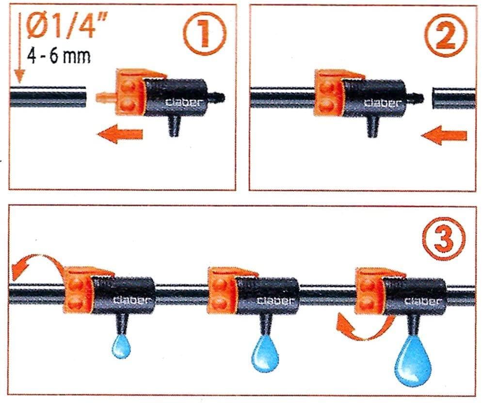 CLABER 91217 GOCCIOLATORE IN LINEA REGOLABILE 0/6 L/h 10 PEZZI X TUBO 4-6 MM in prodotto EuroStore07 - Alatri, commercioVirtuoso.it
