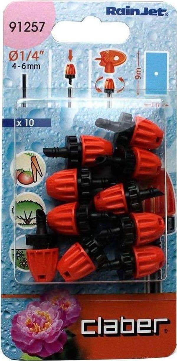 CLABER 91257 MICROIRRIGATORE A STRISCIA DA 1/4 CF 10 PZ IRRIGAZIONE FIORIERE in prodotto EuroStore07 - Alatri, commercioVirtuoso.it