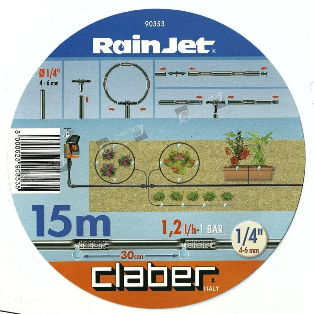 CLABER 90353 TUBO GOCCIOLANTE 1/4" Mt.15 IRRIGAZIONE A GOCCIA GIARDINO BALCONE in prodotto EuroStore07 - Alatri, commercioVirtuoso.it