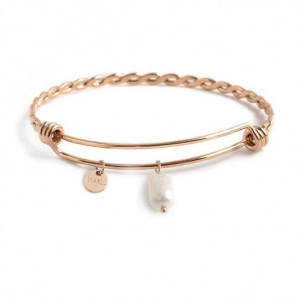 Marlù BRACCIALE BANGLE TORCHON PERLA PENDENTE PVD ROSE' in Bracciali Alba Gioielli - Casoria, commercioVirtuoso.it