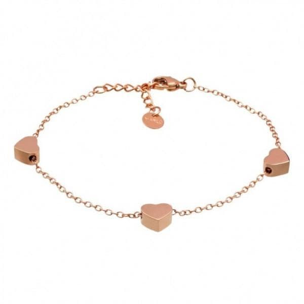 Marlù Bracciale in acciaio rosè con tre cuori