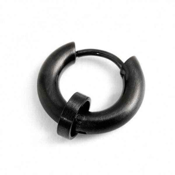 Marlù MONO ORECCHINO PVD NERO CERCHIO 14MM CON ANELLO