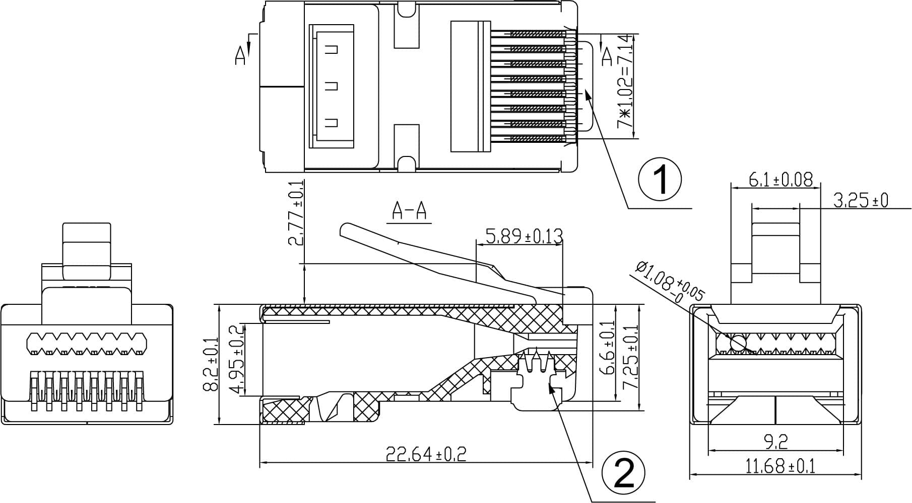 Confezione 100 Plug modulari RJ45 Passanti Cat6 STP in Cavi Ethernet Scontolo.net - Potenza, commercioVirtuoso.it