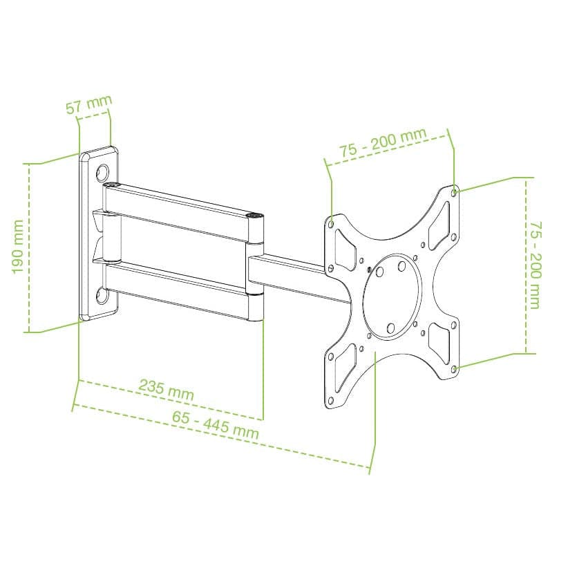 Supporto a muro per TV LED LCD 19-37'' inclinabile 3 snodi nero in Supporti da parete e da soffitto Scontolo.net - Potenza, commercioVirtuoso.it
