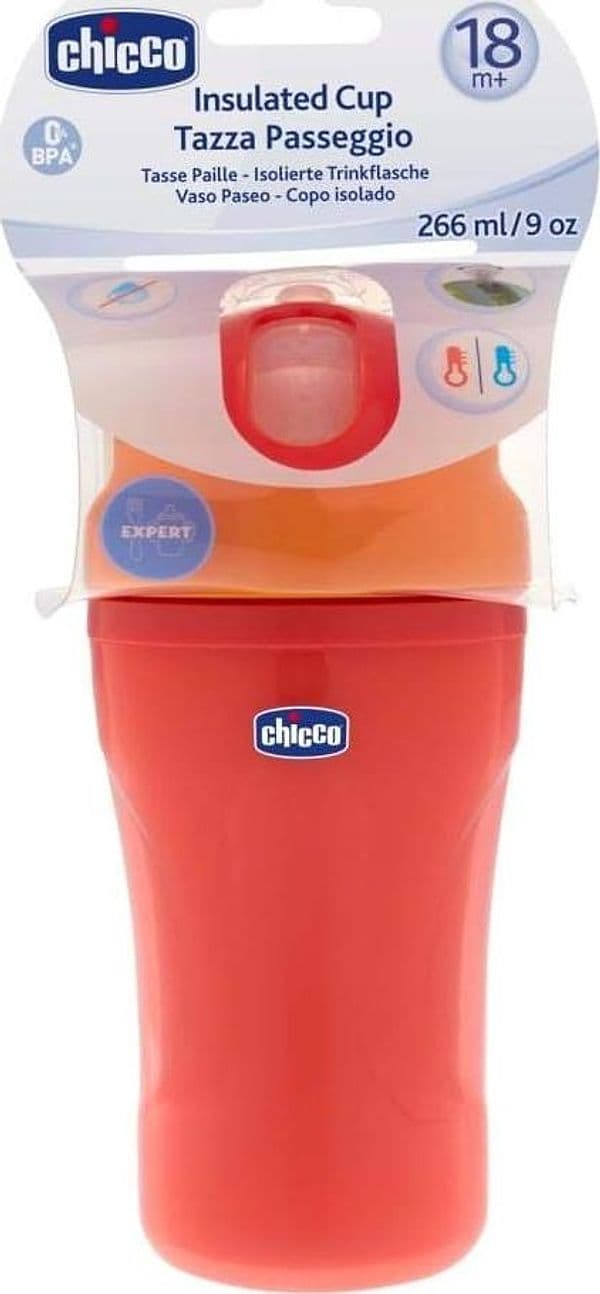 Chicco Bicchiere Borraccia Tazza Passeggio Expert Rossa 18+ Mesi