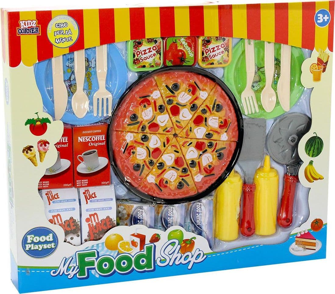 Pizza tagliabile con cibi e accessori