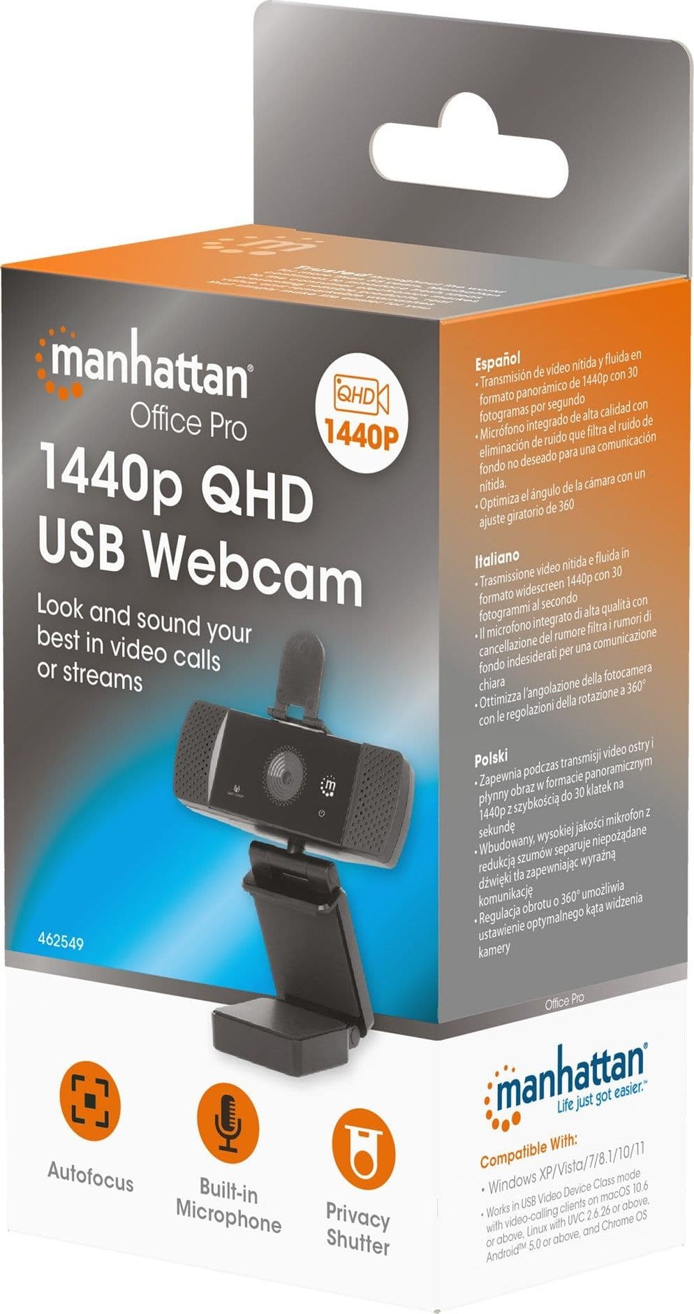 Webcam USB QHD 1440p con Cancellazione del Rumore in Webcam e periferiche VoIP Scontolo.net - Potenza, commercioVirtuoso.it