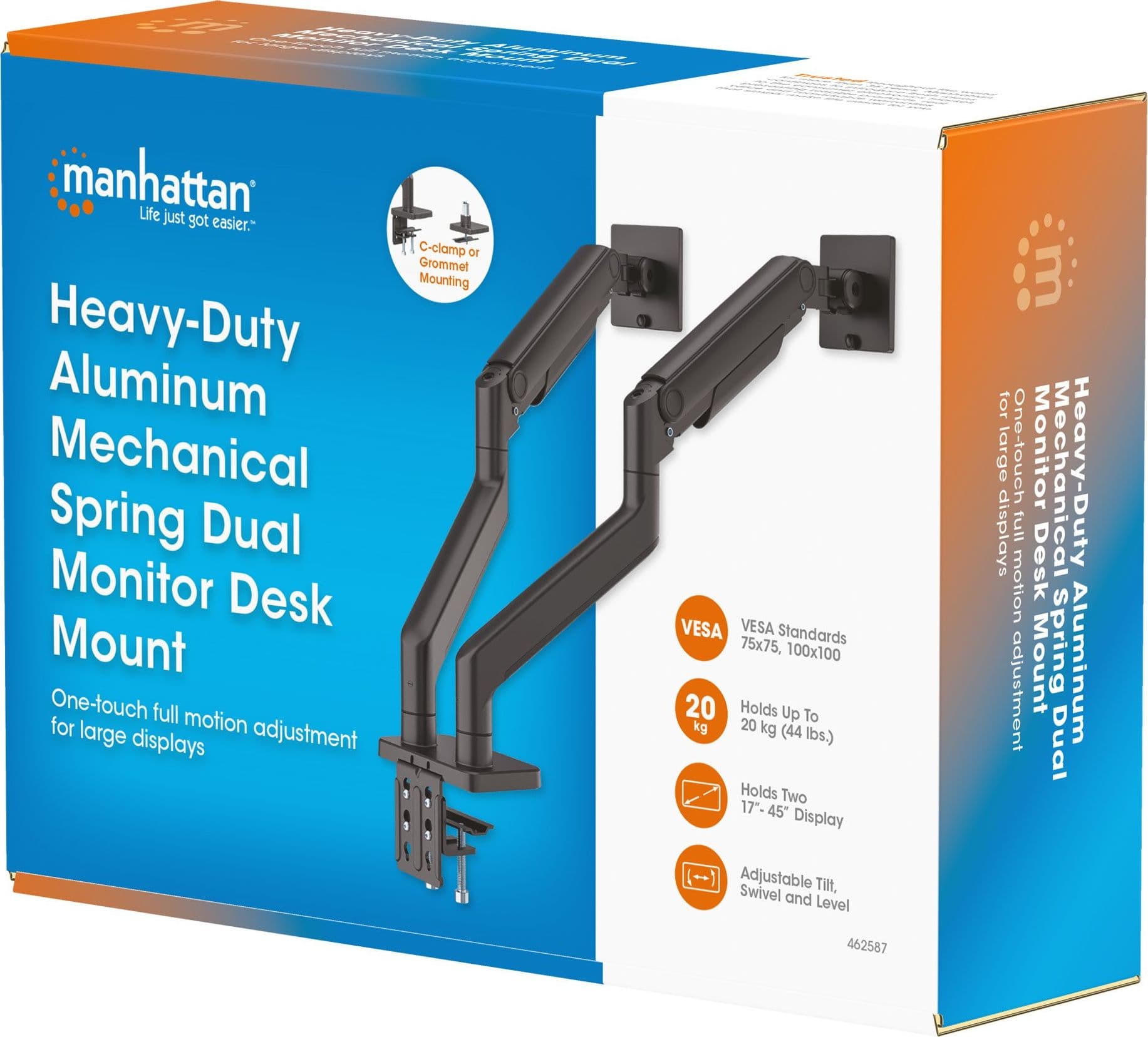 Supporto da Scrivania per Doppio Monitor 17-45'' con Molla Meccanica in Alluminio in Alloggiamenti Scontolo.net - Potenza, commercioVirtuoso.it