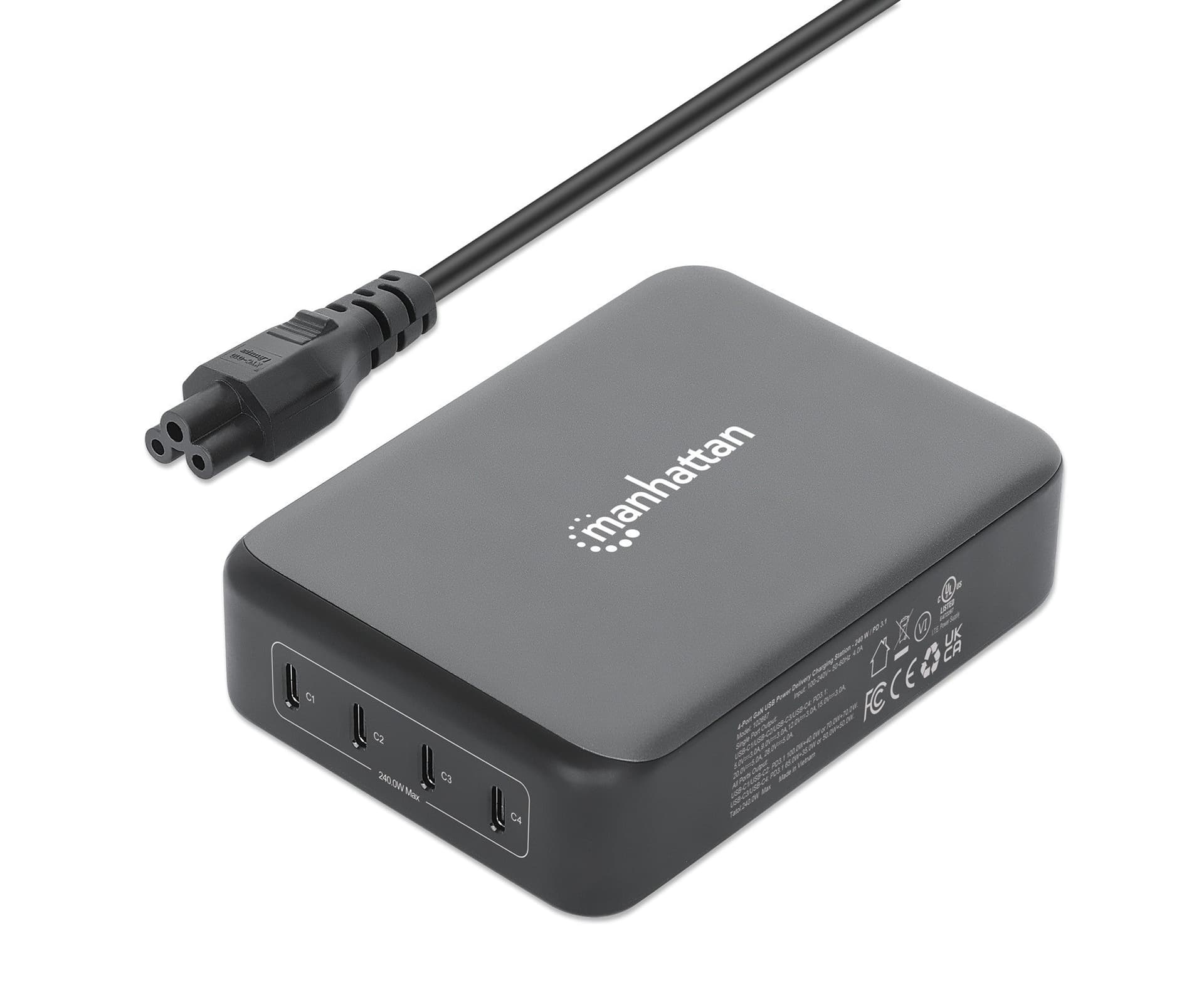 Stazione di Ricarica USB-C&trade Power Delivery 4 Porte GaN 240W / PD3.2 in Caricabatterie da muro Scontolo.net - Potenza, commercioVirtuoso.it