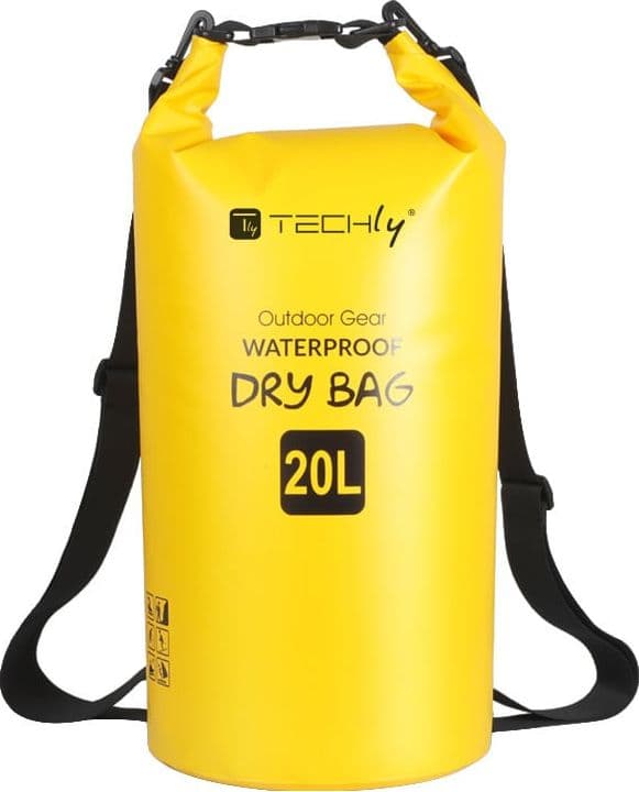 Sacca Impermeabile 20L Dry Bag con Tracolla Regolabile Giallo