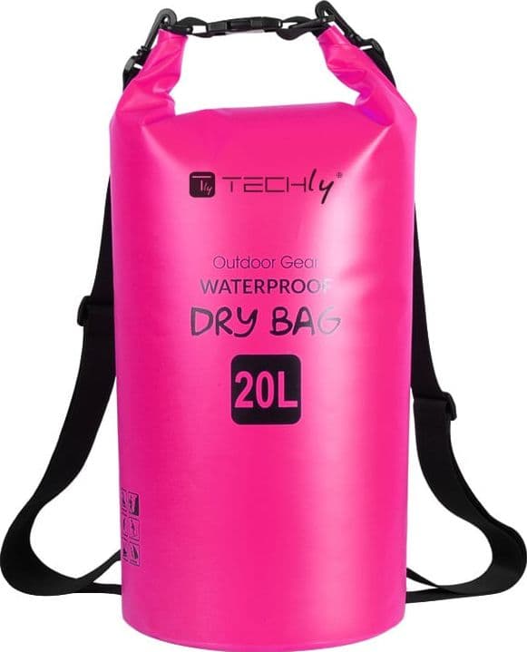 Sacca Impermeabile 20L Dry Bag con Tracolla Regolabile Fucsia