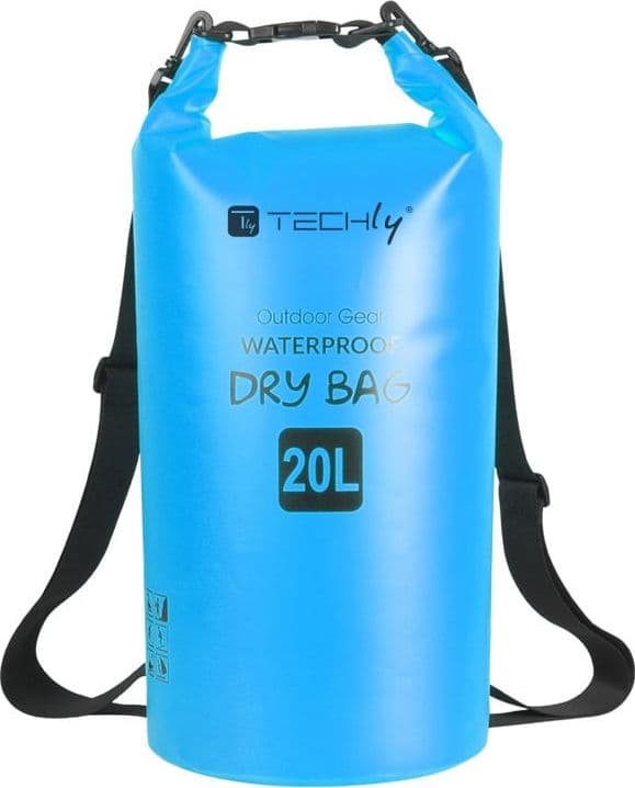 Sacca Impermeabile 20L Dry Bag con Tracolla Regolabile Azzurro
