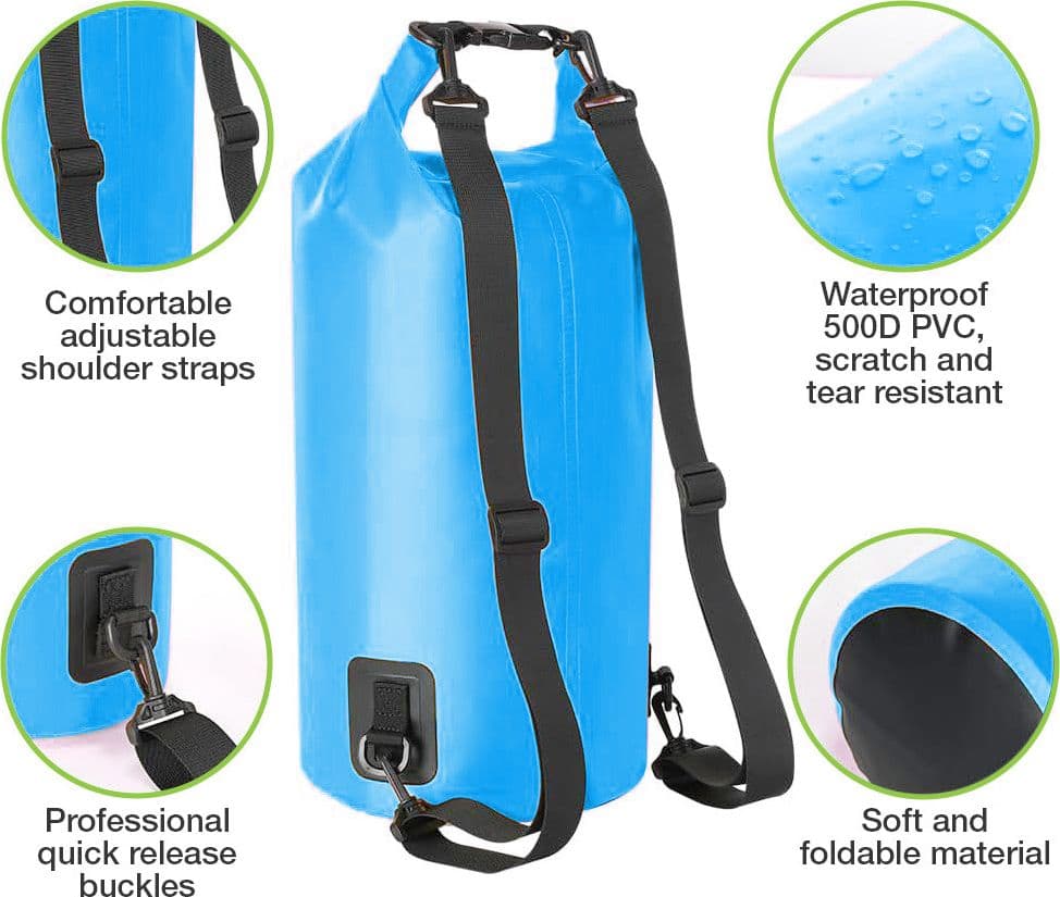 Sacca Impermeabile 20L Dry Bag con Tracolla Regolabile Azzurro in Custodie Scontolo.net - Potenza, commercioVirtuoso.it
