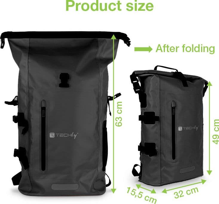 Zaino Impermeabile 25L Roll-Top con Tracolla Regolabile Nero in Sacche impermeabili Scontolo.net - Potenza, commercioVirtuoso.it