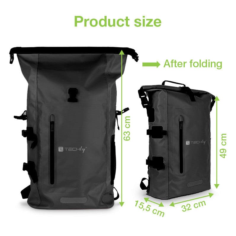 Zaino Impermeabile 25L Roll-Top con Tracolla Regolabile Nero in Sacche impermeabili Scontolo.net - Potenza, commercioVirtuoso.it