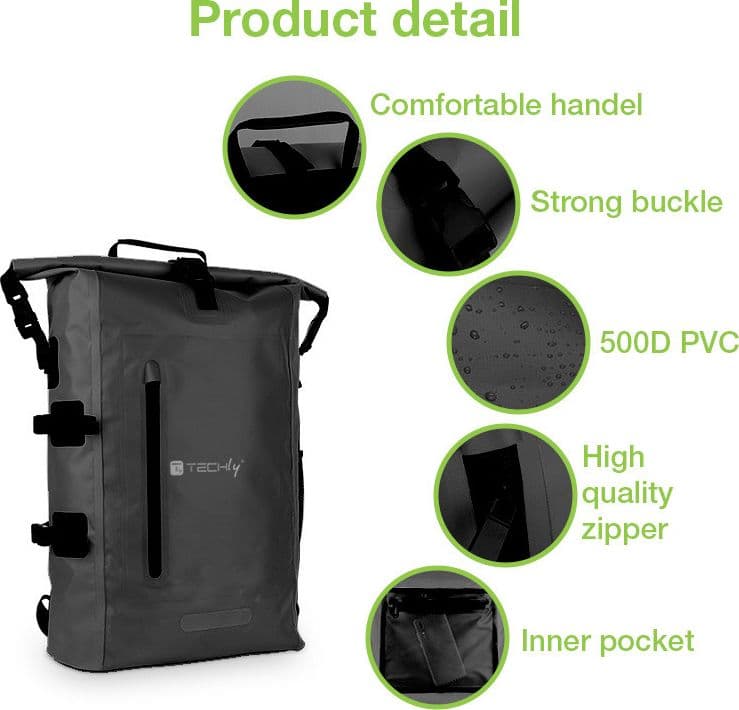 Zaino Impermeabile 25L Roll-Top con Tracolla Regolabile Nero in Sacche impermeabili Scontolo.net - Potenza, commercioVirtuoso.it