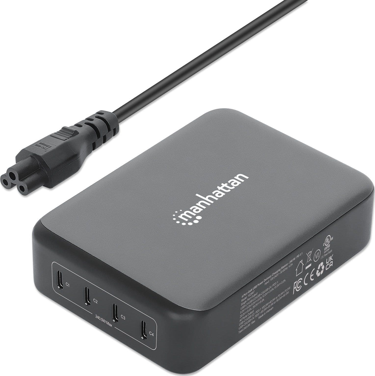 Stazione di Ricarica USB-C&trade Power Delivery 4 Porte GaN 240W / PD3.2 in Caricabatterie da muro Scontolo.net - Potenza, commercioVirtuoso.it