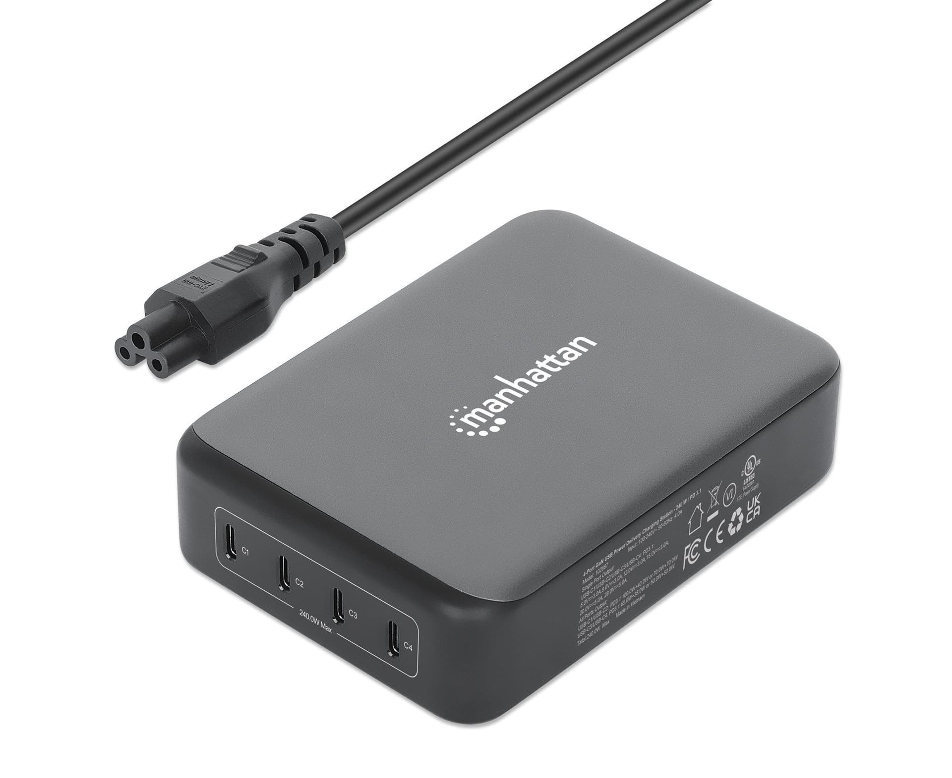 Stazione di Ricarica USB-C&trade Power Delivery 4 Porte GaN 240W / PD3.2 in Caricabatterie da muro Scontolo.net - Potenza, commercioVirtuoso.it