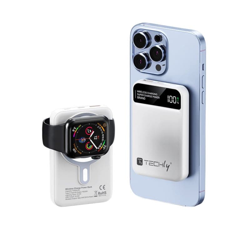 Power Bank Wireless Magnetico 3 in 1 con LED 10.000 mAh 22,5W Bianco in Caricabatterie portatile Scontolo.net - Potenza, commercioVirtuoso.it