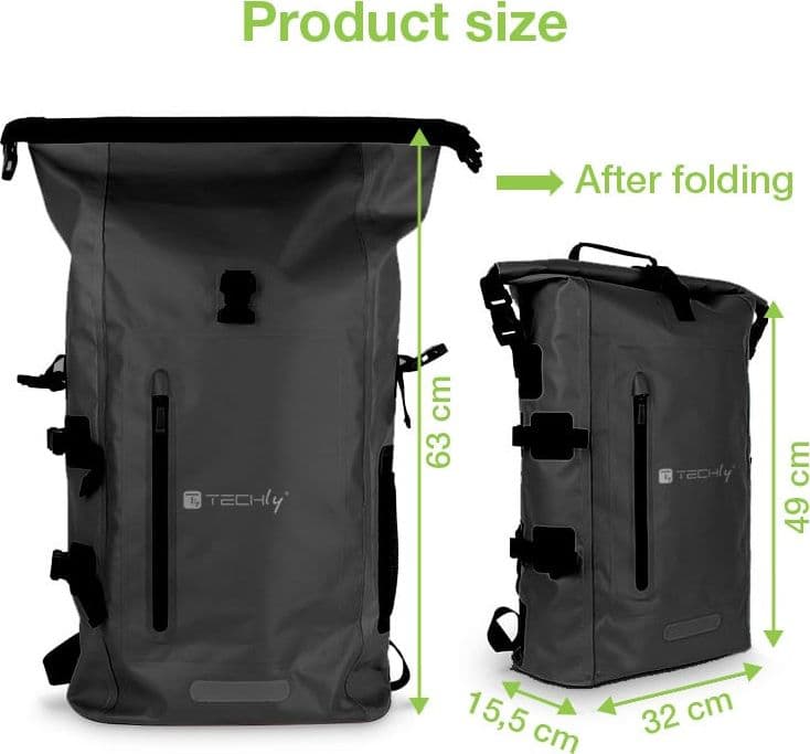 Zaino Impermeabile 25L Roll-Top con Tracolla Regolabile Nero in Sacche impermeabili Scontolo.net - Potenza, commercioVirtuoso.it