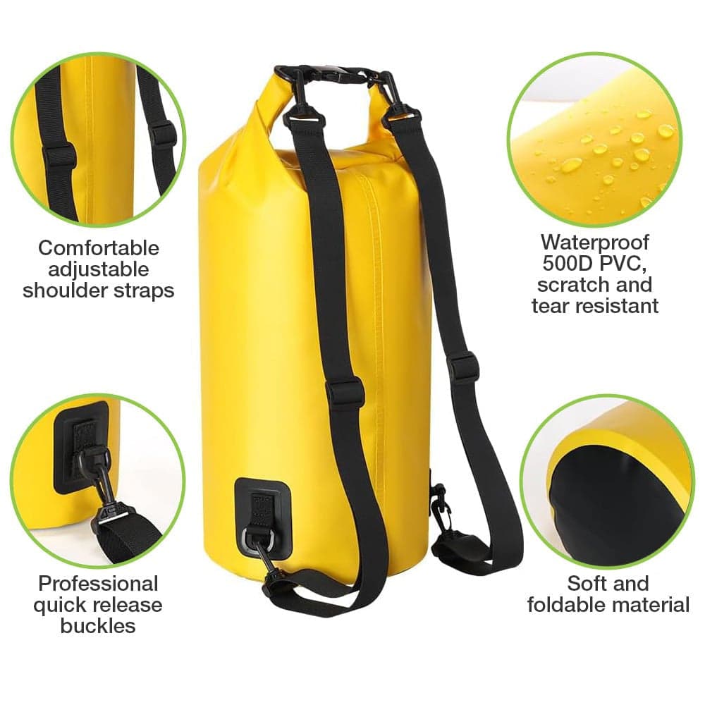 Sacca Impermeabile 20L Dry Bag con Tracolla Regolabile Giallo in Custodie Scontolo.net - Potenza, commercioVirtuoso.it