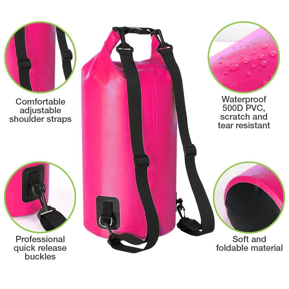 Sacca Impermeabile 20L Dry Bag con Tracolla Regolabile Fucsia in Custodie Scontolo.net - Potenza, commercioVirtuoso.it