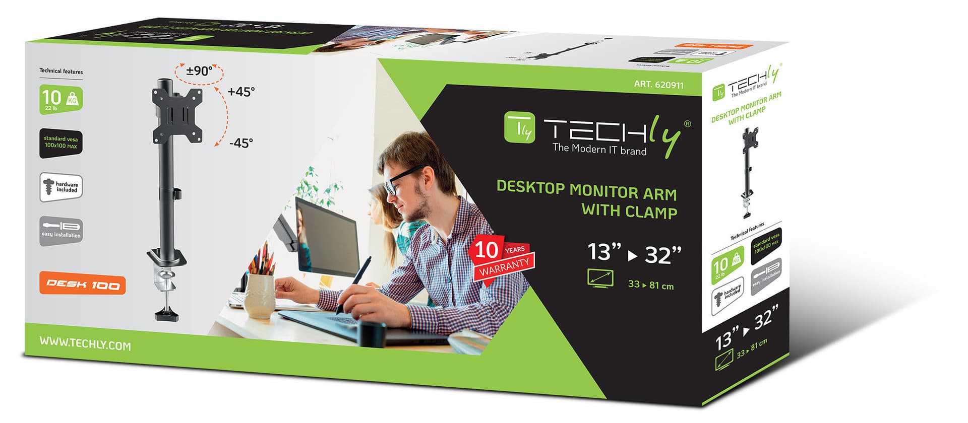 Supporto da Scrivania con Morsetto per Monitor 13-32'' Braccio Corto Inclinabile in Supporti Scontolo.net - Potenza, commercioVirtuoso.it