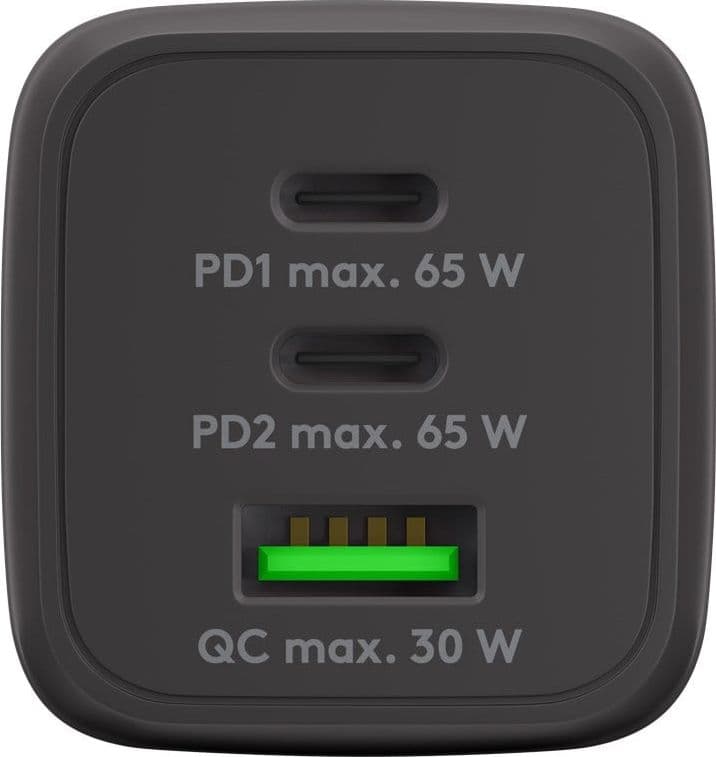 Nano Caricatore Alimentatore GaN 2xUSB-C&trade (PD) + USB-A (QC) da Muro 65W Nero in Caricabatterie da muro Scontolo.net - Potenza, commercioVirtuoso.it