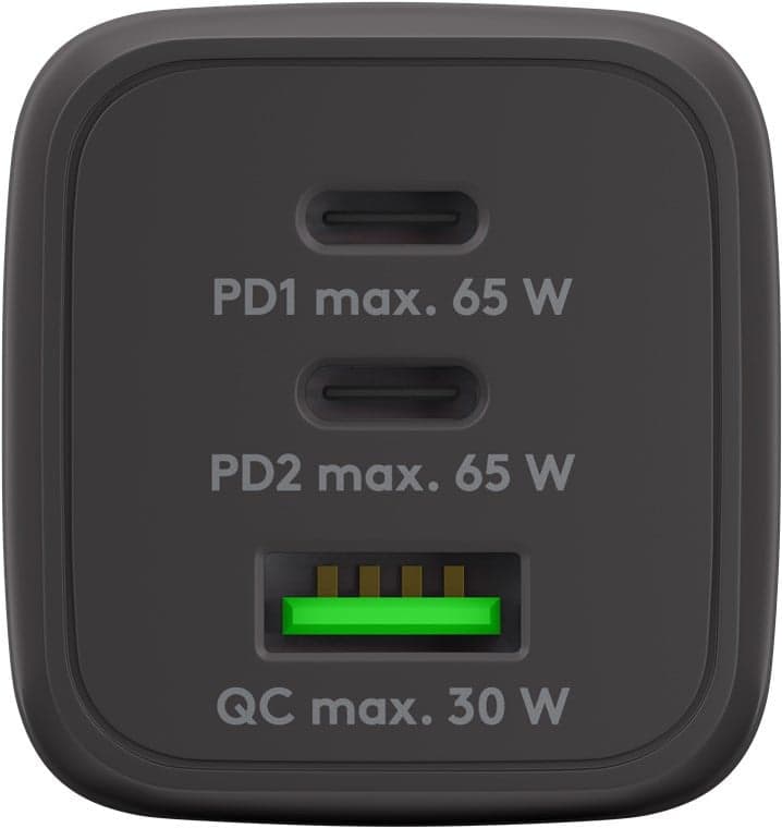 Nano Caricatore Alimentatore GaN 2xUSB-C&trade (PD) + USB-A (QC) da Muro 65W Nero in Caricabatterie da muro Scontolo.net - Potenza, commercioVirtuoso.it