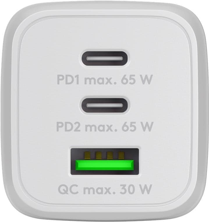Nano Caricatore Alimentatore GaN 2xUSB-C&trade (PD) + USB-A (QC) da Muro 65W Bianco in Caricabatterie da muro Scontolo.net - Potenza, commercioVirtuoso.it