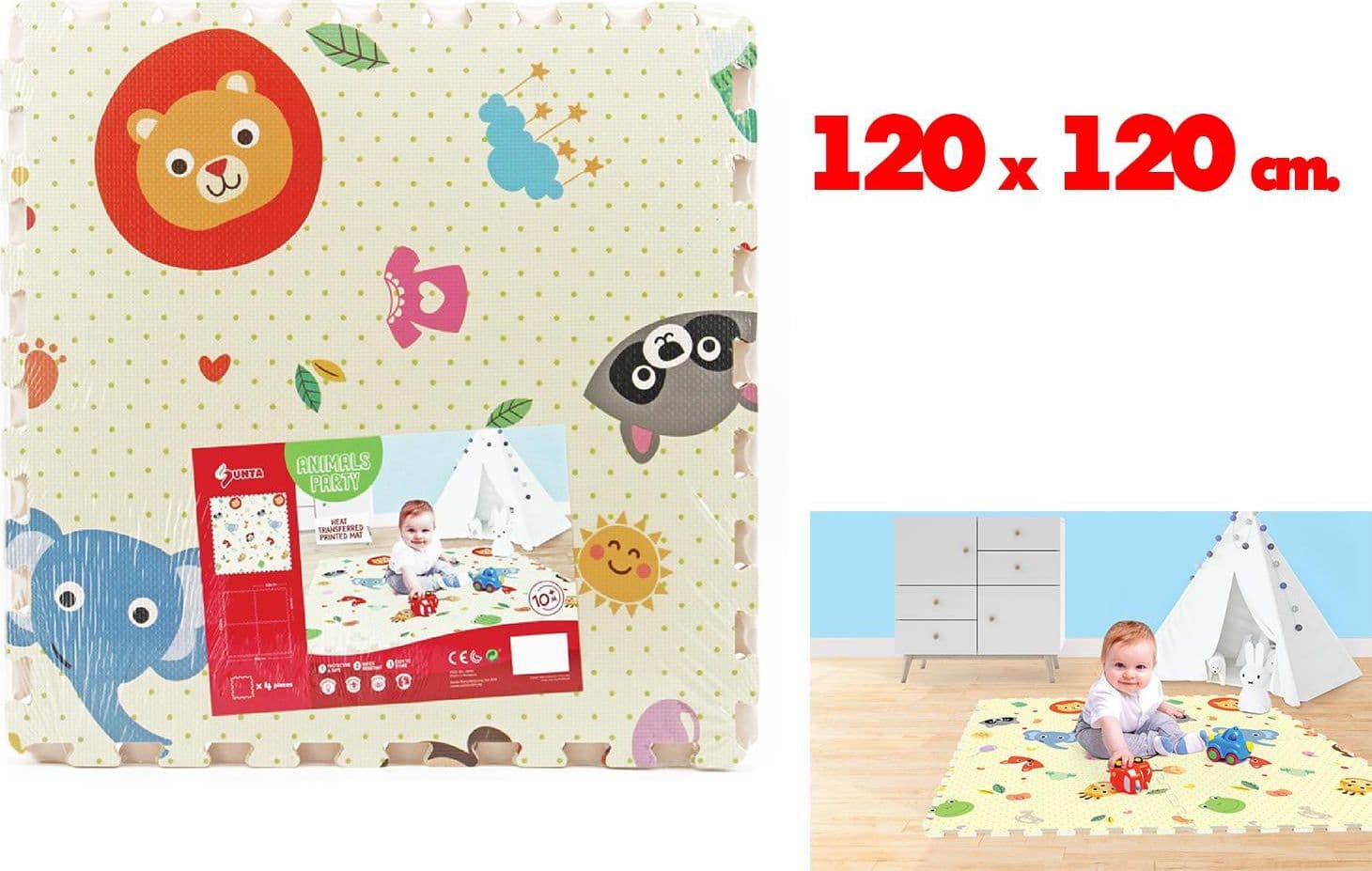 Tappeto Puzzle Festa Animali 120x120