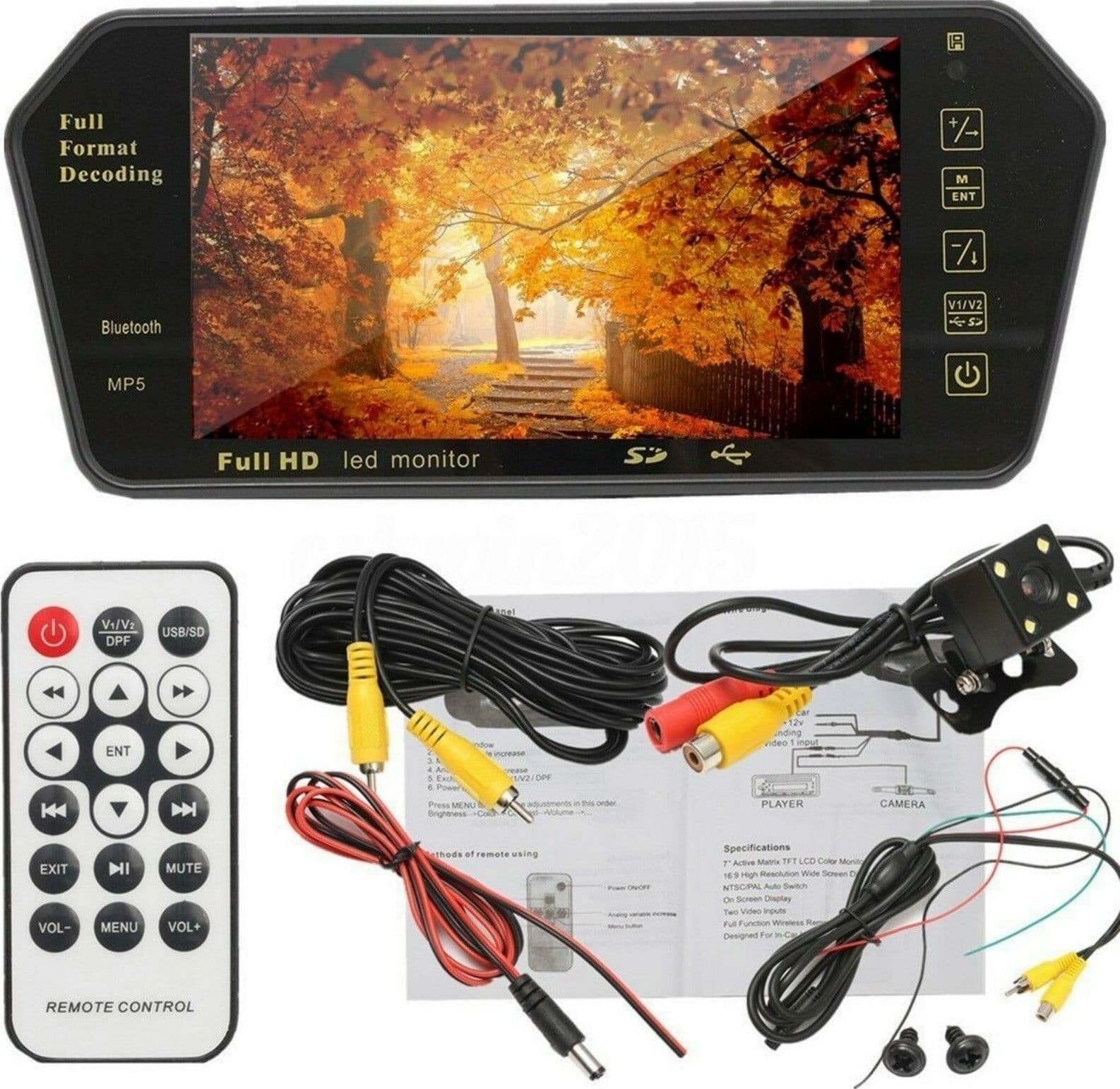 KIT Retromarcia Specchietto Monitor 7" bluetooth mp5 + Telecamera Posteriore in Telecamera posteriore Zencoccostore - Formia, commercioVirtuoso.it