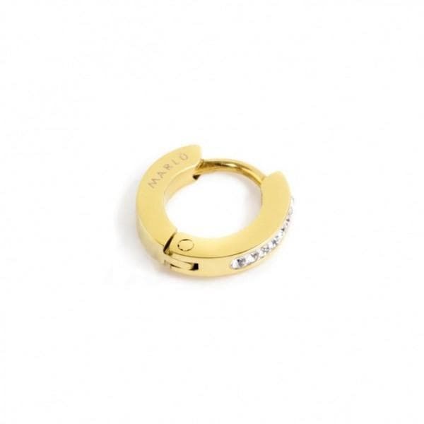 Marlù MONO ORECCHINO CERCHIO PVD ORO 11MM CRISTALLI BIANCHI