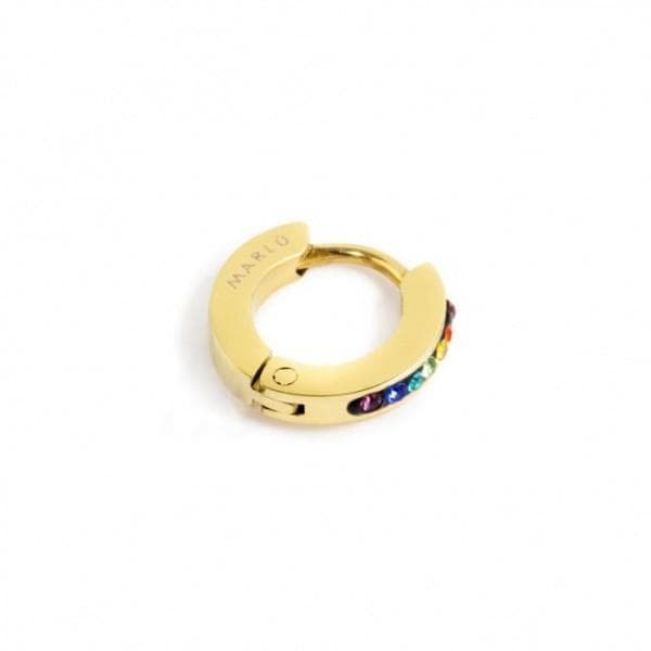 Marlù MONO ORECCHINO CERCHIO PVD ORO 11MM CRISTALLI MULTICOLOR