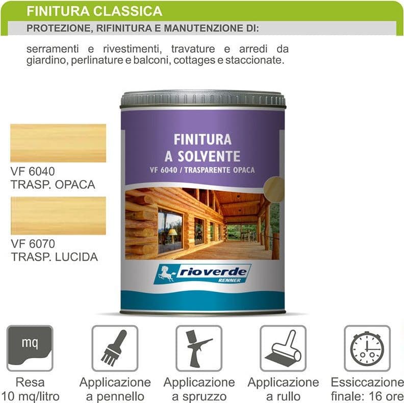 Renner VF 60XX 750ml finitura trasparente a solvente per esterni in Vernice Aloiserw.com - Altomonte, commercioVirtuoso.it