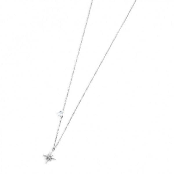 Marlù COLLANA ROSA DEI VENTI PENDENTE 10MM E CRISTALLI ACCIAIO